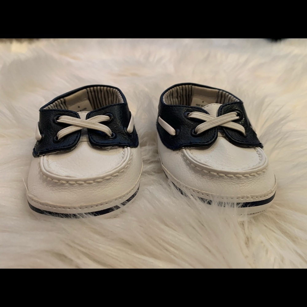 Janie & Jack blue and white slip on shoes
